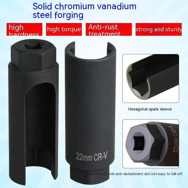 Black chromium vanadium steel oxygen sensor sleeve for 22mm automotive exhaust sensors