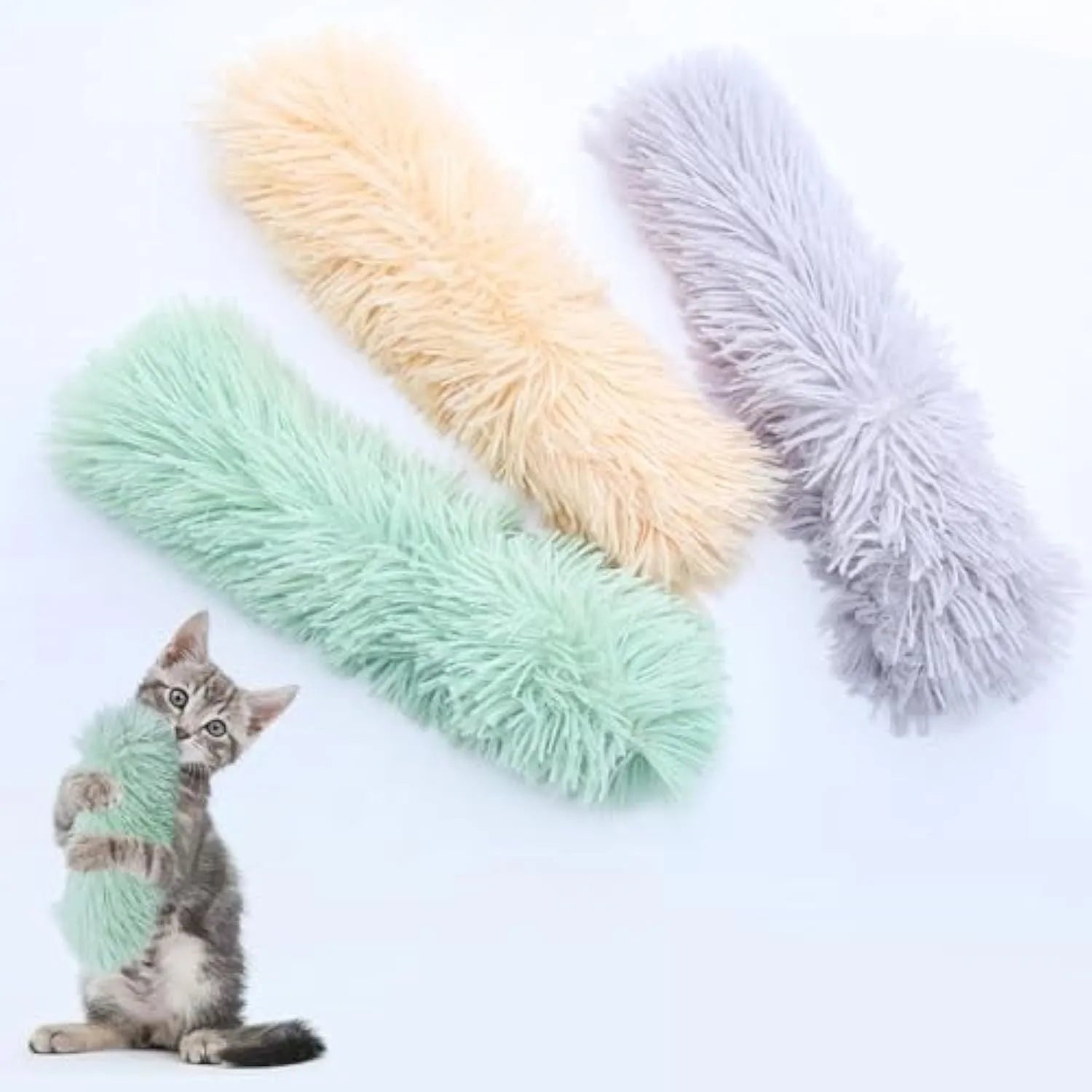 Interactive cat pillow toy with crinkle sound and natural catnip in bright colours for indoor cats