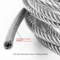 304 stainless steel anti-theft wire net showing double twist structure and coated rope design