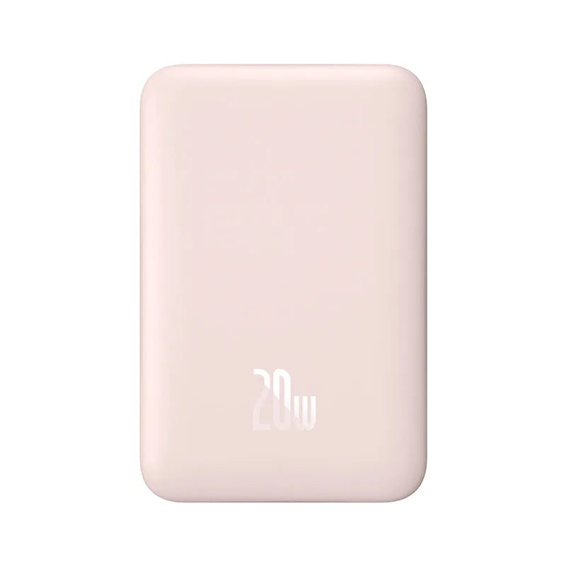 Magnetic wireless power bank in silicone case showing five colour options and compact size