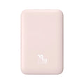 Magnetic wireless power bank in silicone case showing five colour options and compact size