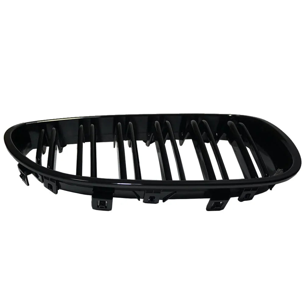 BMW E60 E39 front grille set with carbon fibre finish on black ABS plastic.