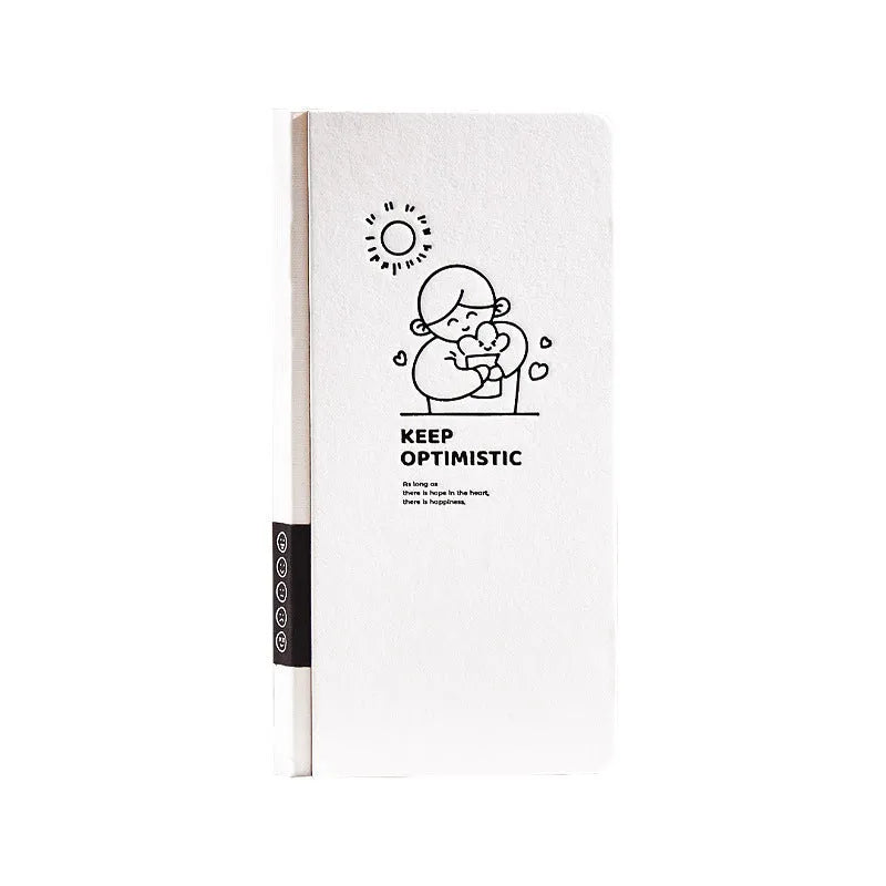 A5 plaid grid notebook with paper cover showing 5mm grey grid on white paper, includes decorative stickers