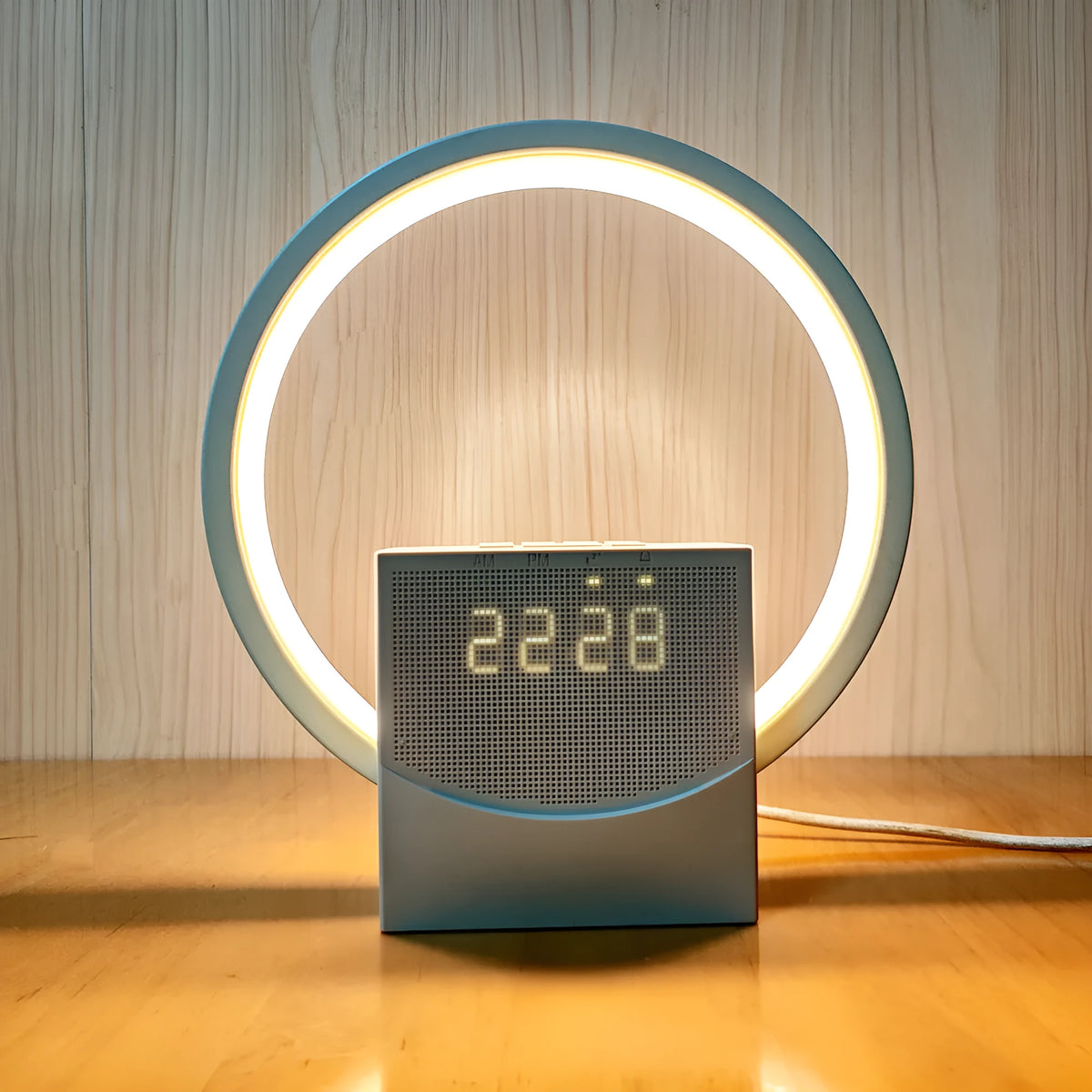 White noise sleep aid lamp with Bluetooth stereo, touch wake light and sunrise simulation, 200mm x 48mm x 220mm, white