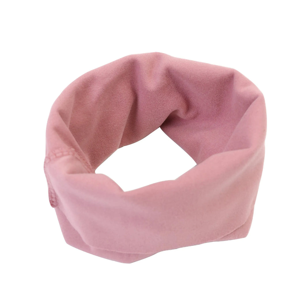 Cotton pet ear muffs in pink, black or purple with elastic scarf band, sizes S M L for dogs and cats