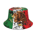 Eagle pattern retro bucket hat with dome crown in size M for sun protection