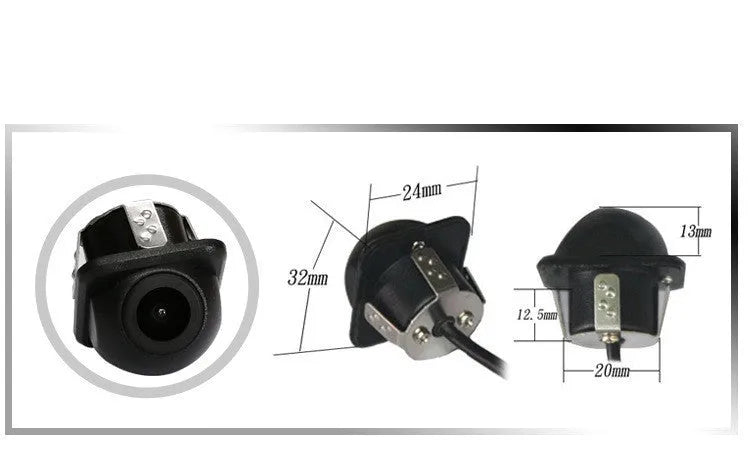 Black HD rear view car camera for GM vehicles, 720x576 resolution, 170-degree angle, 13cm x 7.9cm x 5.8cm ABS housing