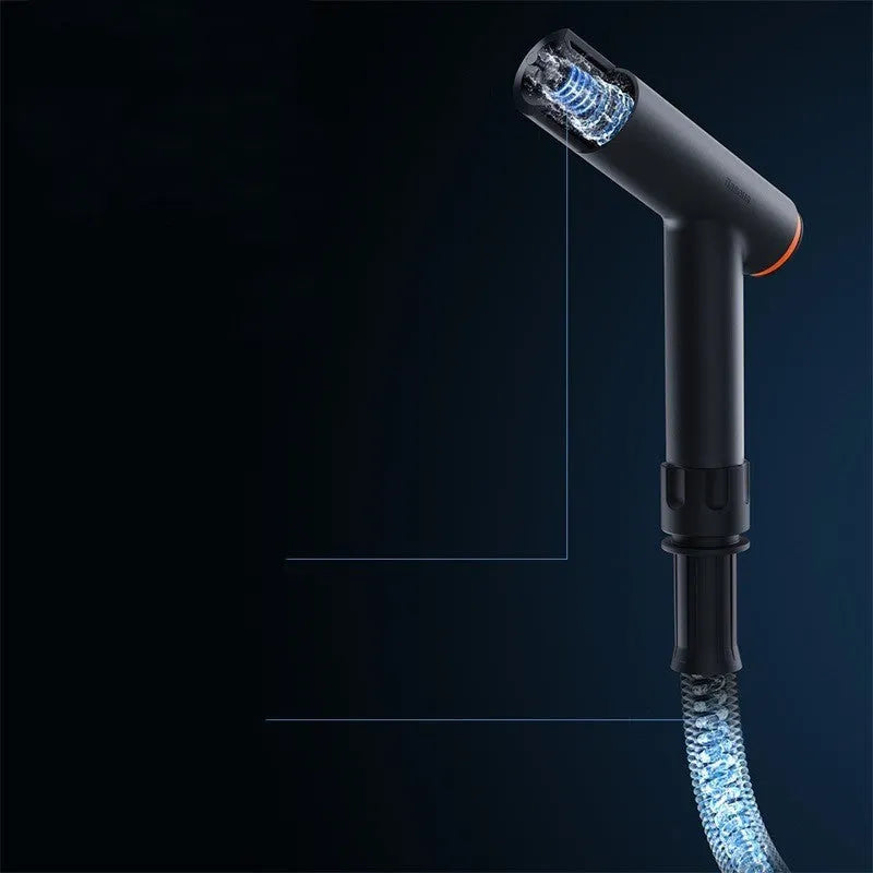Car washing gun with universal joint and telescopic TPE polyester water pipe in 2.5m, 5m, or 10m lengths