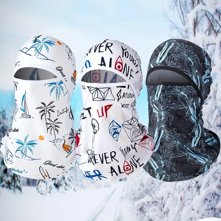 Motorcycle windproof head cover in cotton with gloves, sized 55-60cm for autumn and winter travel