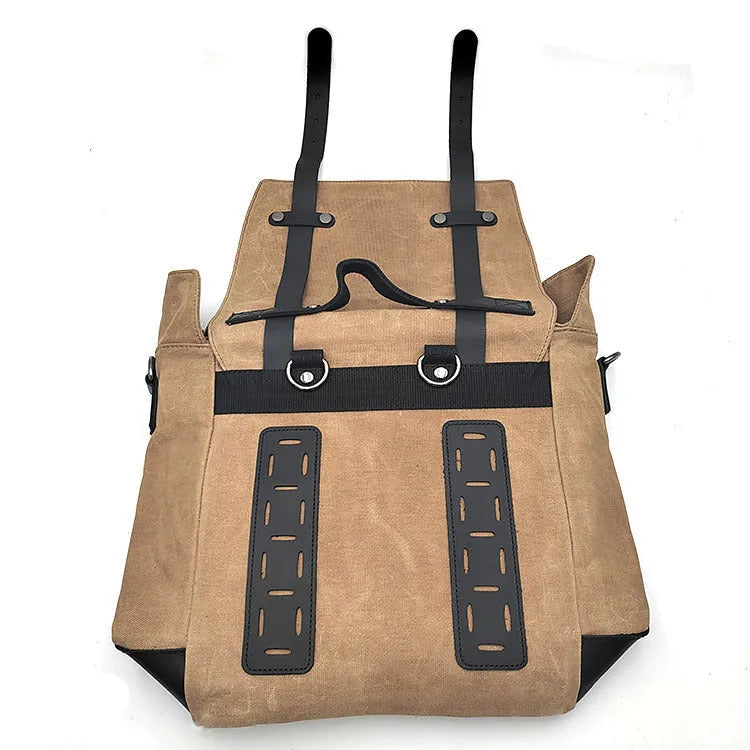 Thick waterproof canvas motorcycle side bag with large storage capacity