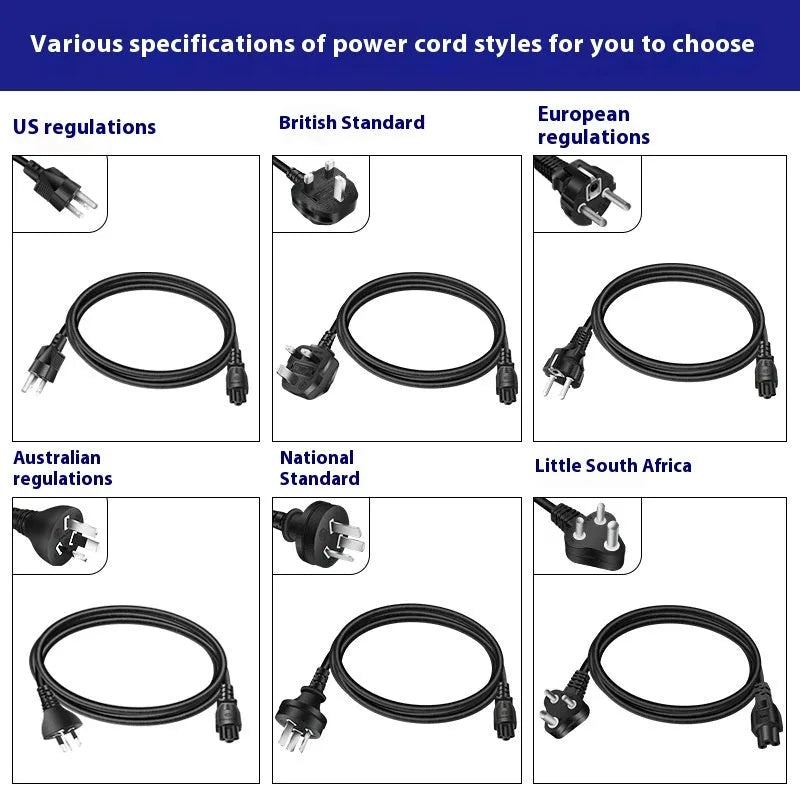 Black 65W USB Type-C laptop power adapter with international travel plug set