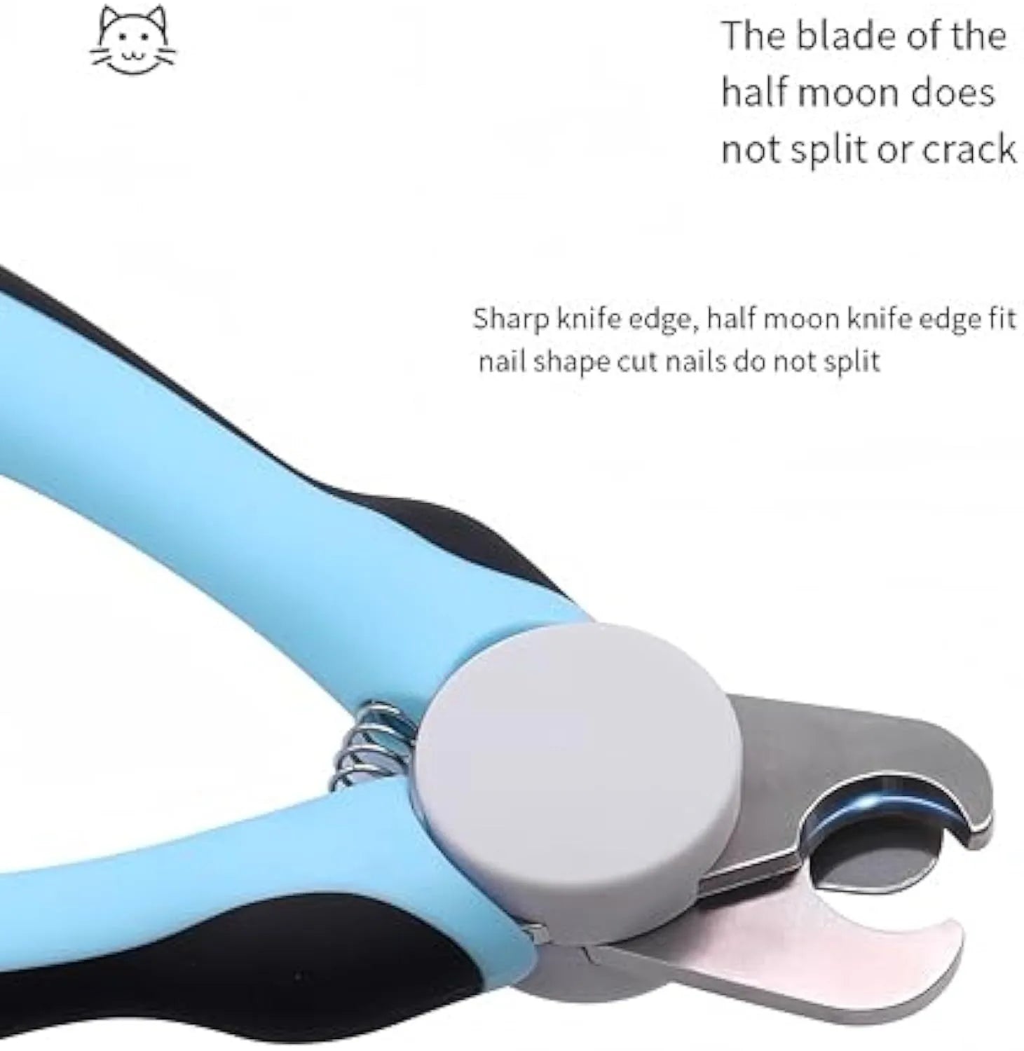 Blue dog nail clippers with safety guard for large dogs, 16.8 cm long