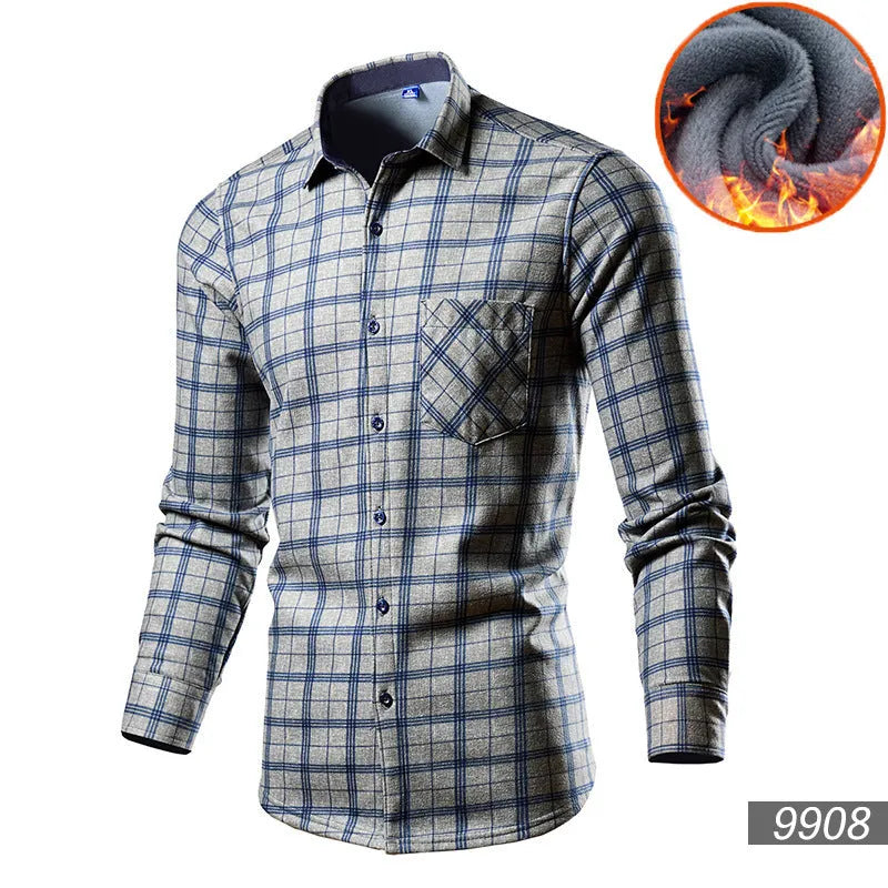 Men's loose fit cardigan shirt with fleece lining in a solid colour.