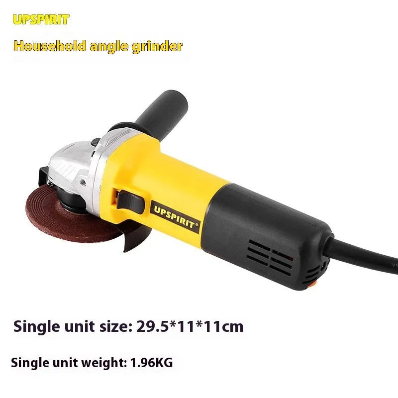 125mm household angle grinder with 1050W motor, 11000 RPM speed, and 14mm spindle for cutting and polishing.