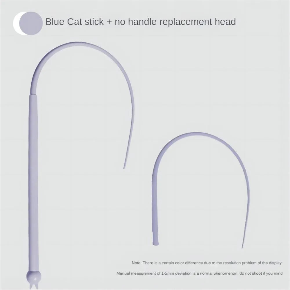 Blue simulated mouse tail cat toy with 80cm silicone tail and ABS handle for interactive feline play