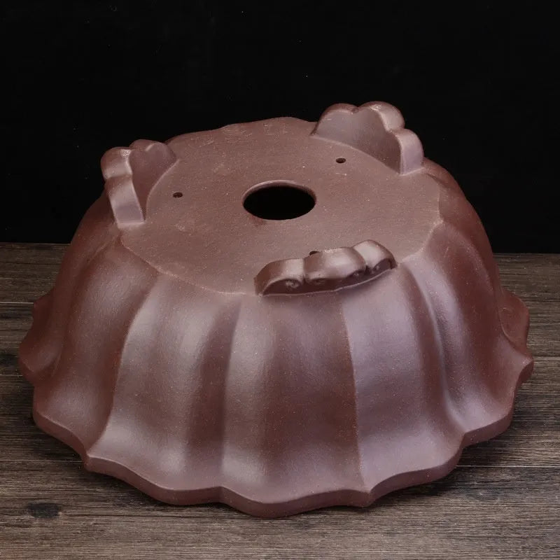 Large purple sand ceramic diamond flower pot for indoor bonsai, in dark violet or purplish red