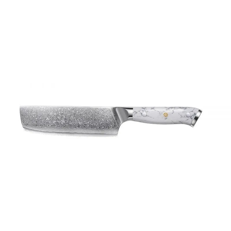 Damascus Special Household Combined Chef's Knife with 21cm VG10 steel blade and 11cm handle on a cutting board