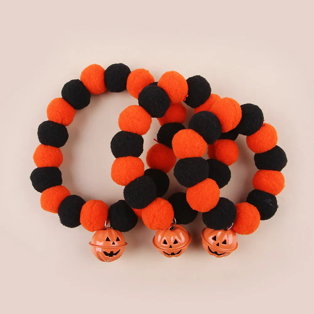Funny naughty cat collar with orange pumpkin design for Halloween, adjustable in small, medium, large sizes