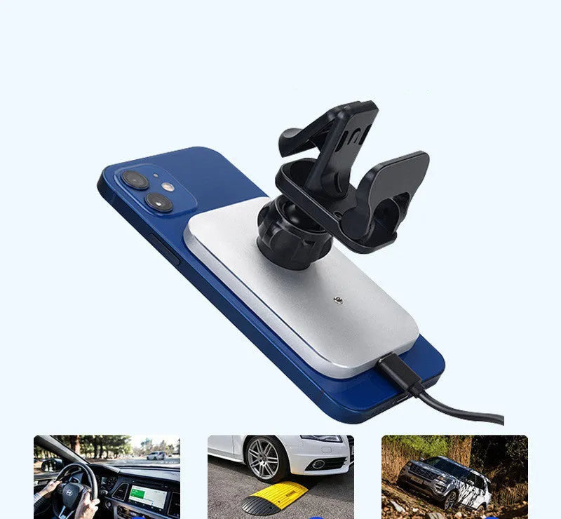 Black magnetic wireless charging car phone holder for Apple iPhone 12 with 15W fast charge