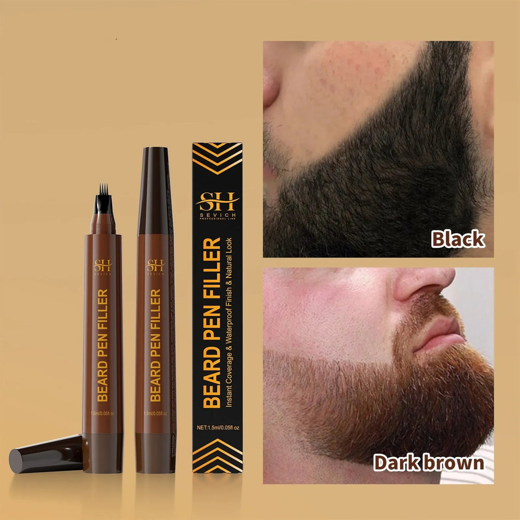 Men's sweatproof beard and eyebrow filler pencil in black and dark brown shades