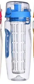 32oz BPA-free plastic water bottle with fruit infuser insert and leak-proof sports cap