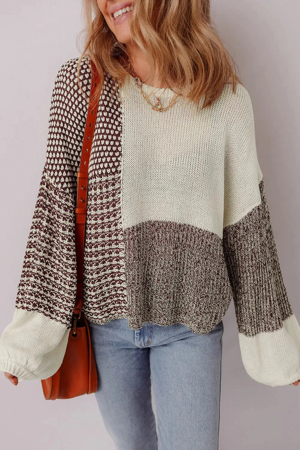 Dark khaki colour block sweater with drop shoulders and adjustable back tie detail