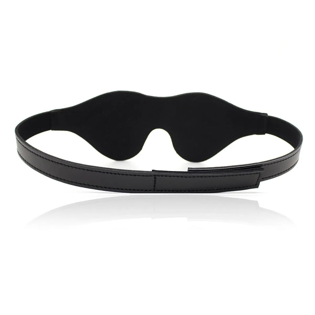 Women's adjustable velcro leather eye mask in five colour options showing three-dimensional design