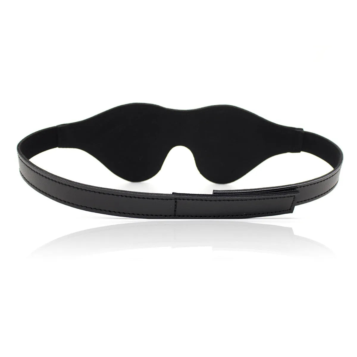 Women's adjustable velcro leather eye mask in five colour options showing three-dimensional design