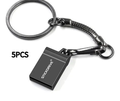 Metal Drive High Speed Car USB flash drive with black or silver chain, showing 9-12mm metal casing and USB port