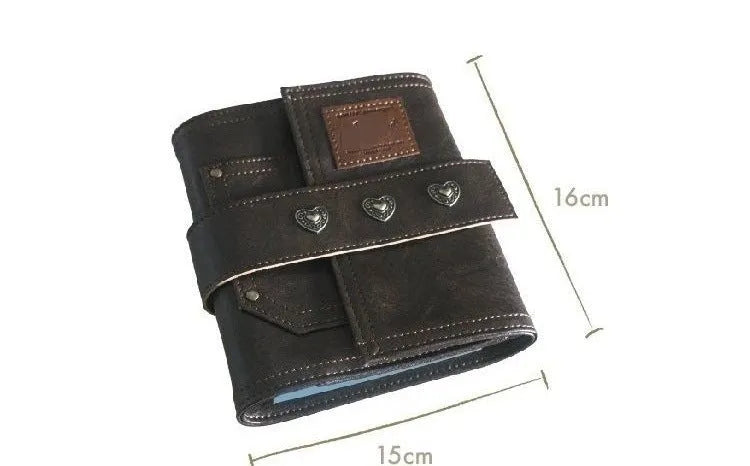 A7 brown PU notebook with loose-leaf binder binding showing 40g raw wood pulp paper inside