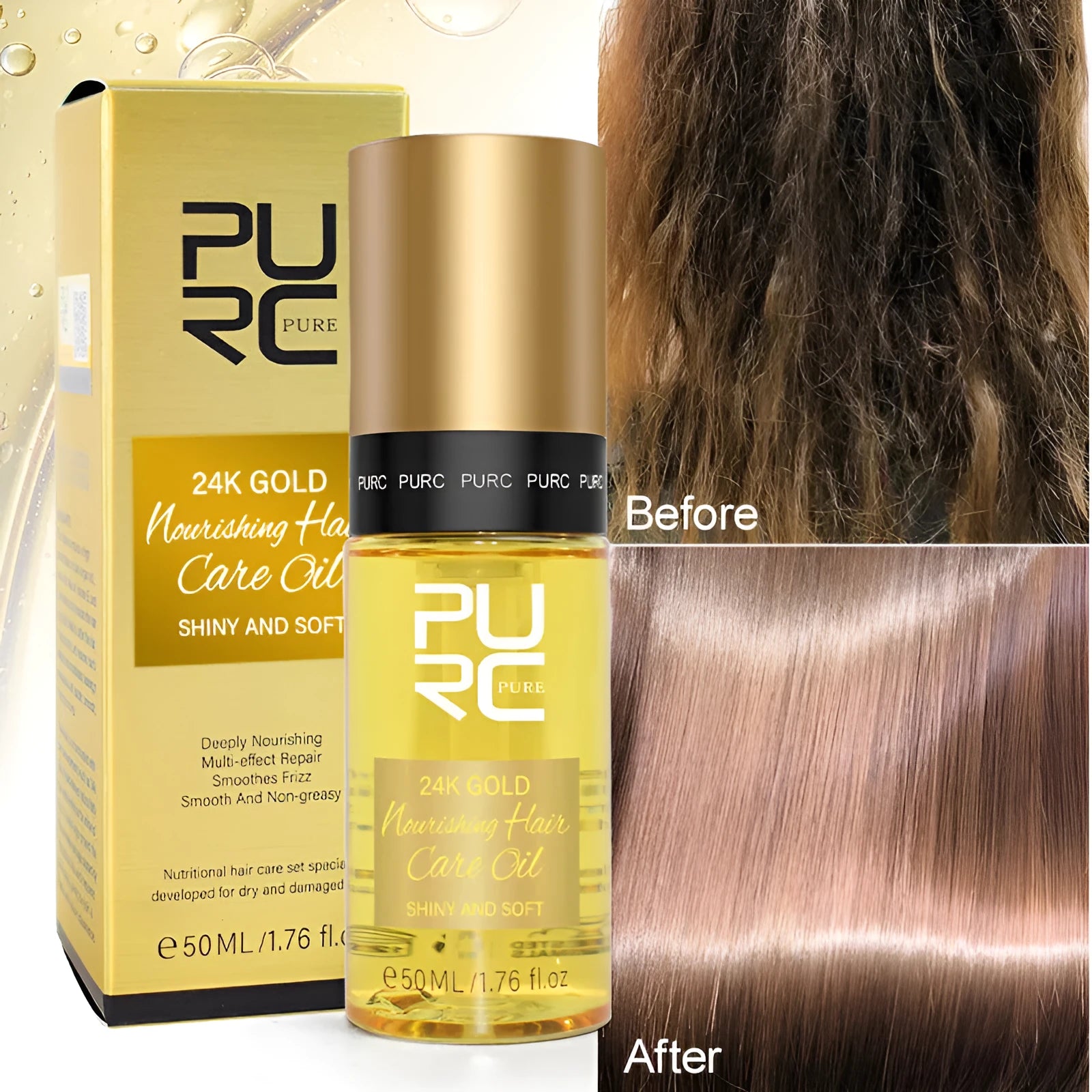 Yellow 50ml essential oil bottle for curly hair repair and scalp oil control treatment