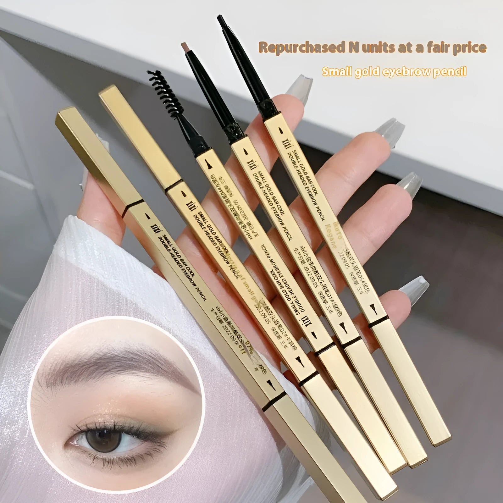 Small Gold Chopsticks ultra-fine eyebrow pencil in five colour options for precise brow definition