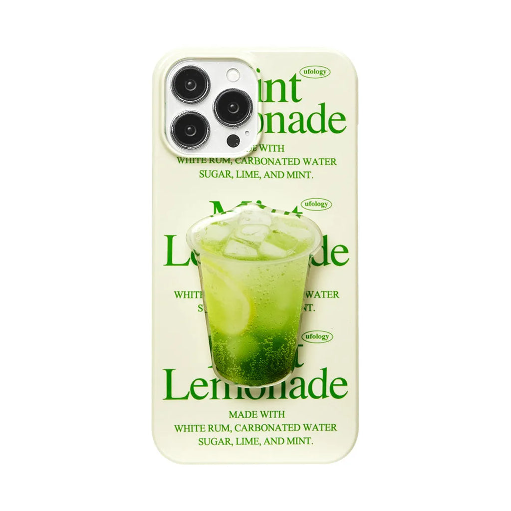 Lemon pattern TPU mobile phone case for iPhone, shown in bracket and bracket-free styles.
