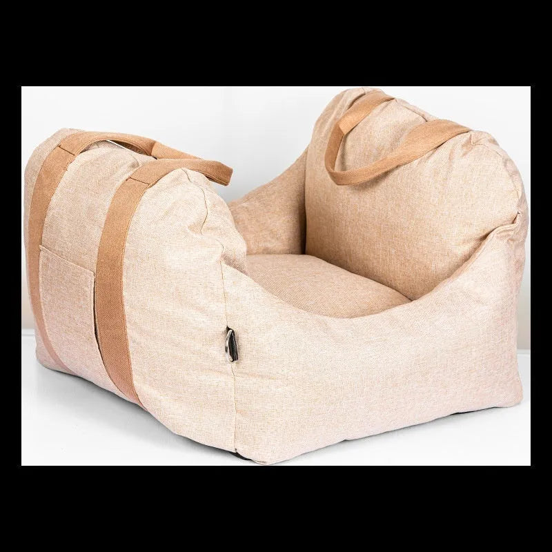 Portable cloth dog car kennel and doghouse in dark gray, light gray or dark khaki, sizes S and L