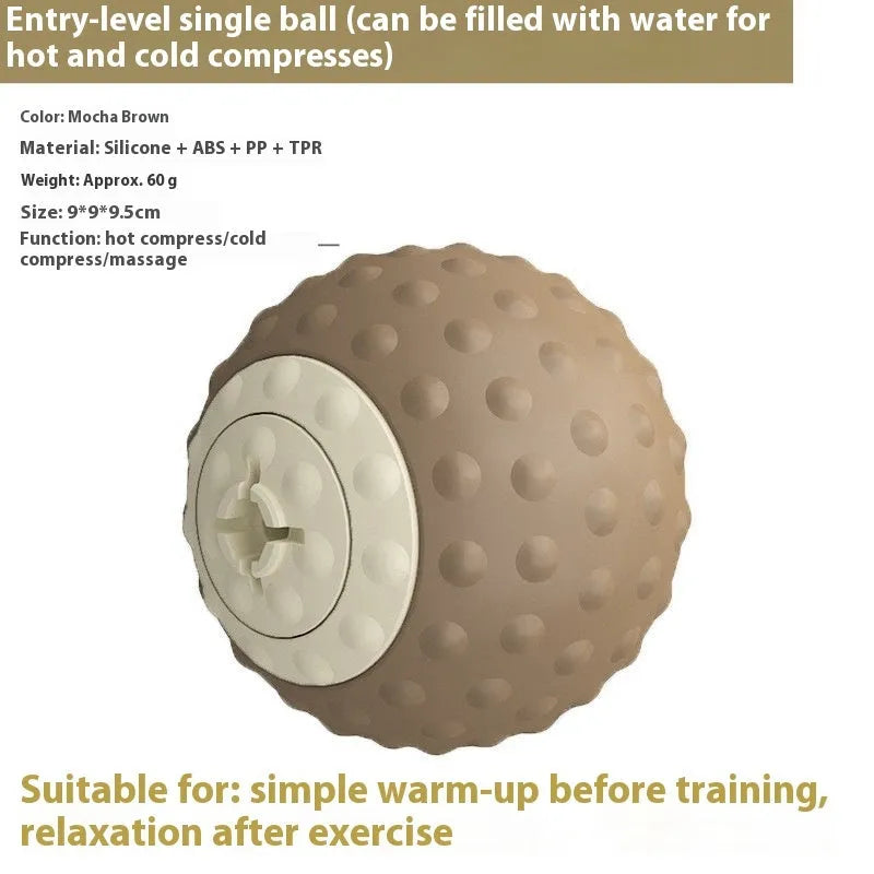 Massage ball with double-ball design for cold and hot compress therapy