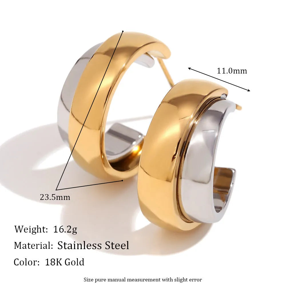 Electroplated gold jewellery set with geometric shapes and round ring elements including earrings, bracelet, and necklace