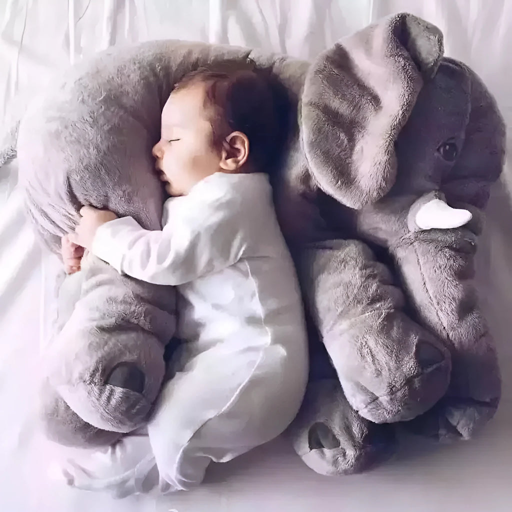 Elephant plush pillow case in short plush with leather shell, multiple colour options