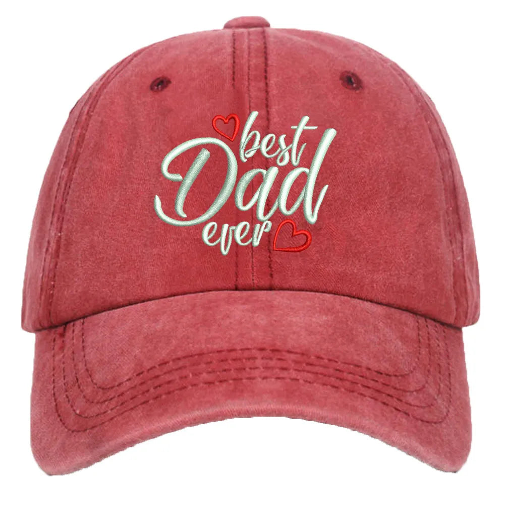 Washed cotton baseball cap with embroidered letters and dome crown in multiple colour options