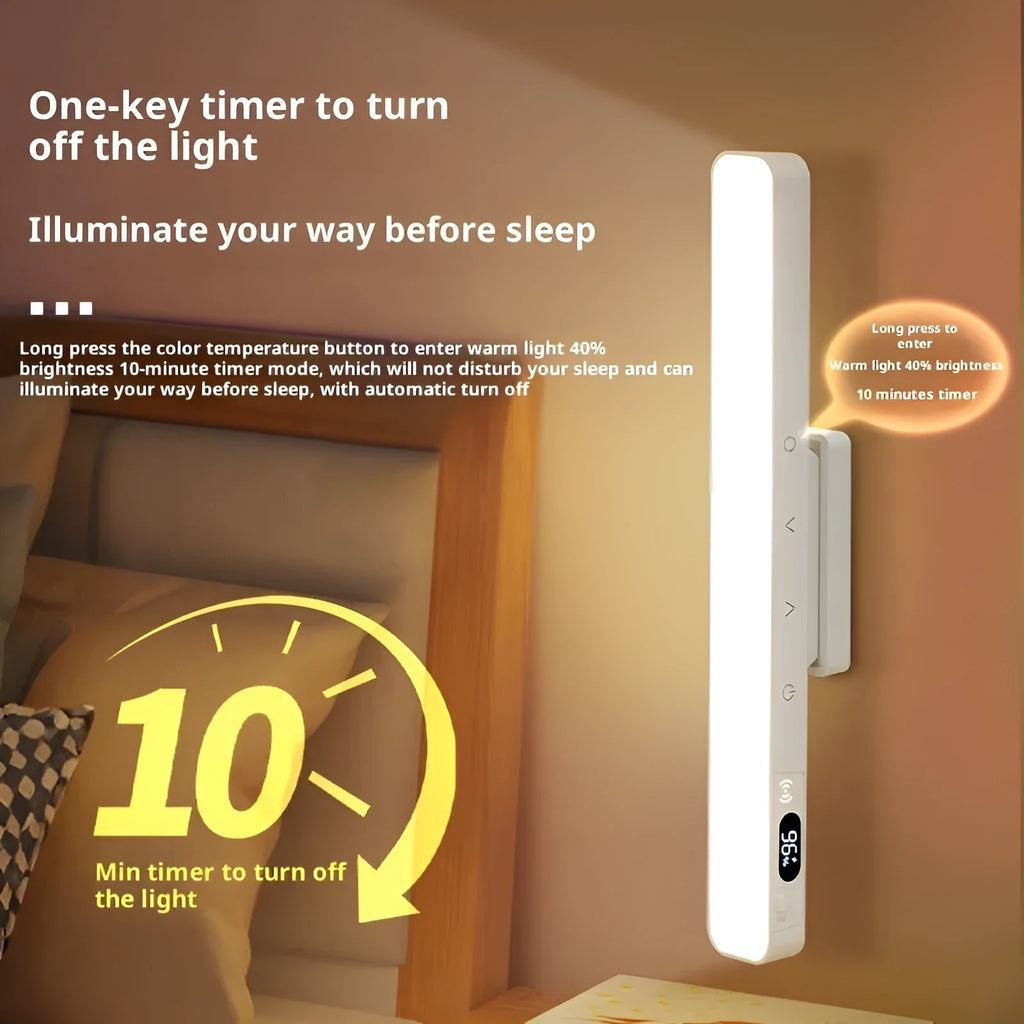 Magnetic rechargeable LED light bar with built-in lithium battery and touch remote control for dormitory desk use