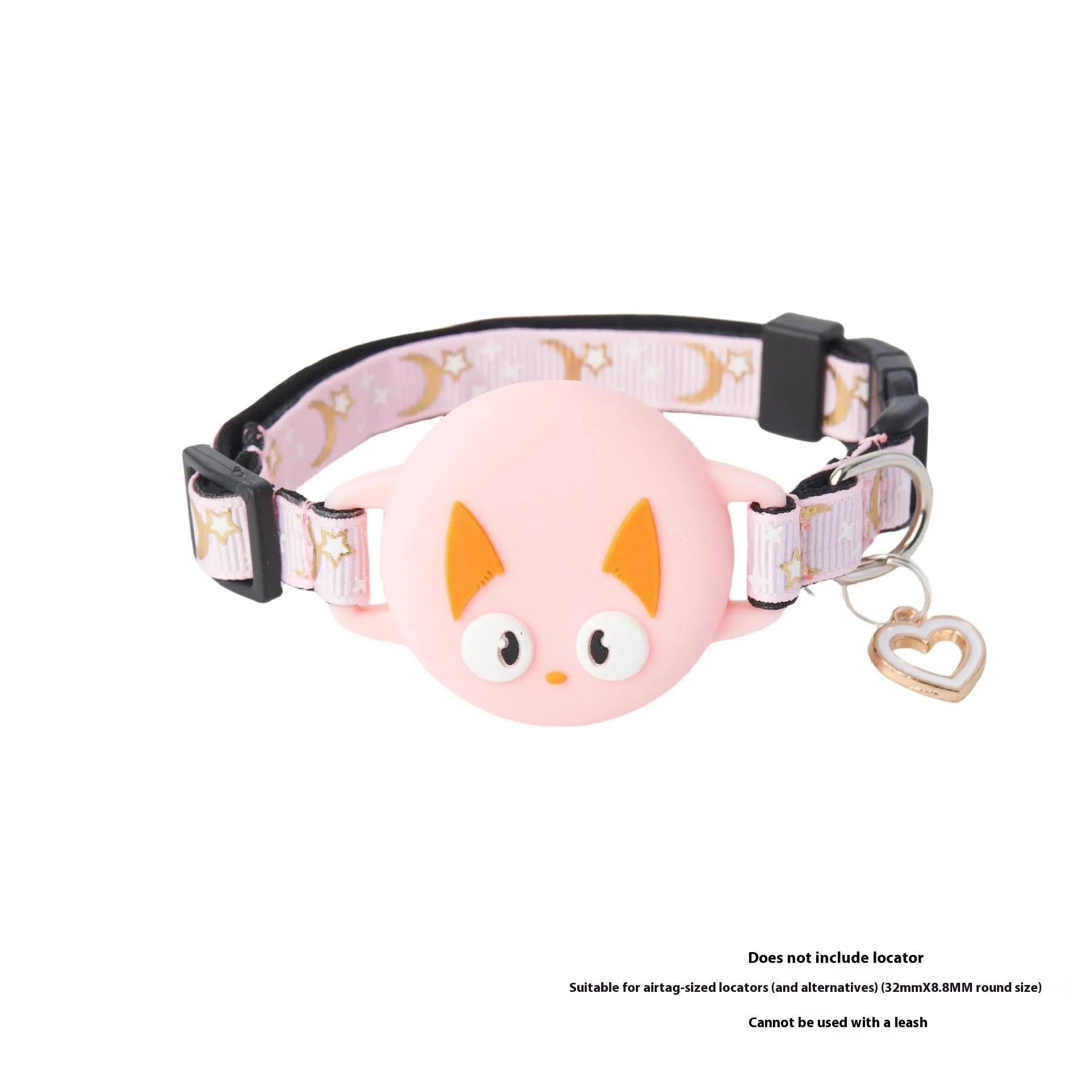 Adjustable AirTag cat collar with plastic protective case in black, blue, light green, and pink colours