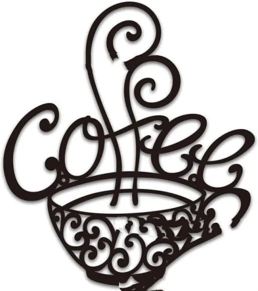 Black wrought iron wall decoration showing English letters silhouette, 26x28cm dimensions with 0.1cm thickness