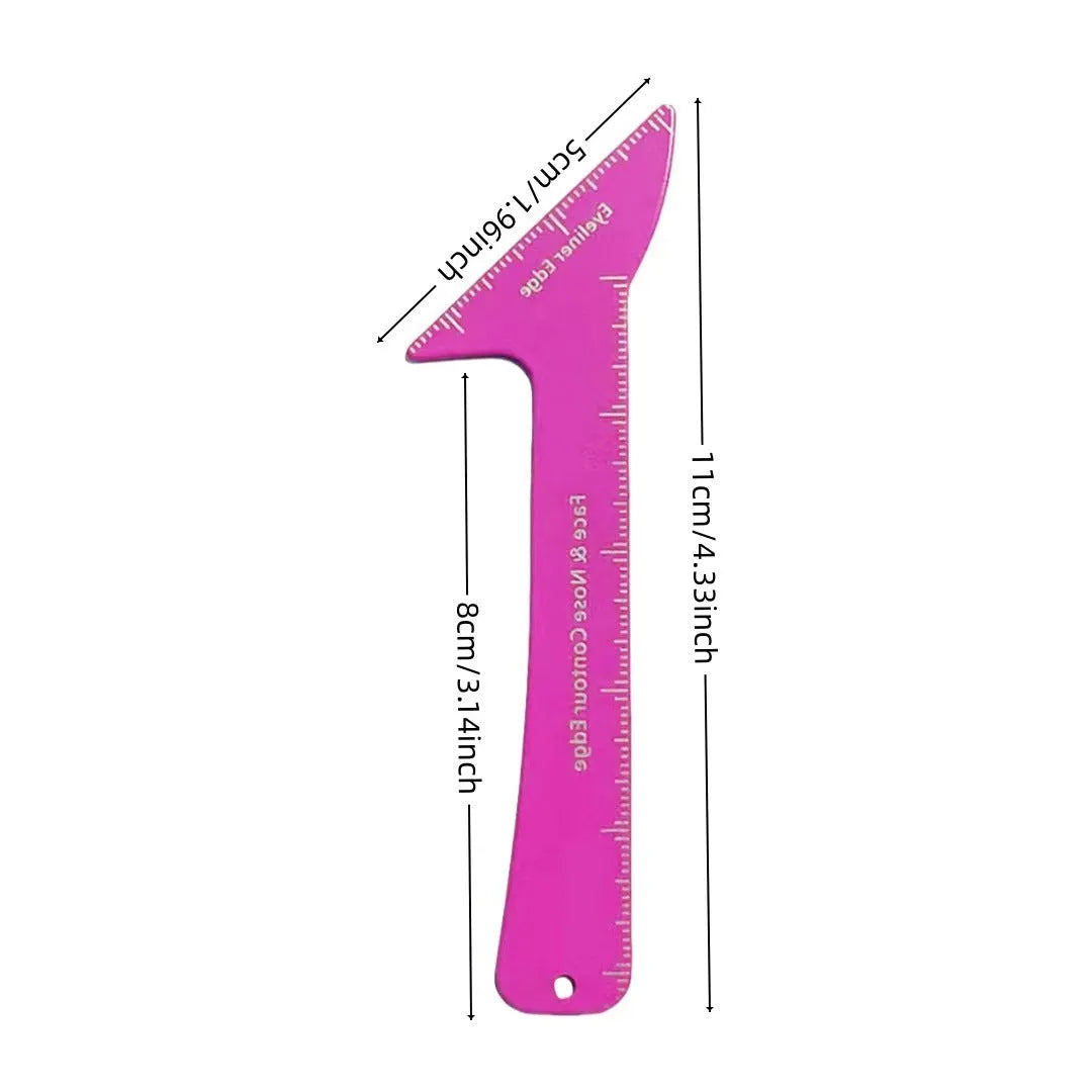 3-in-1 eyeliner stencils tool for hooded eyes, showing winged eyeliner, eyebrow, and face contour templates