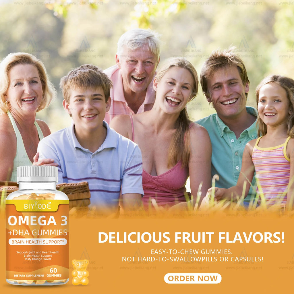 DHA algae oil gummies for kids, plant-based DHA formula, bottle of 60 or 90 gummies