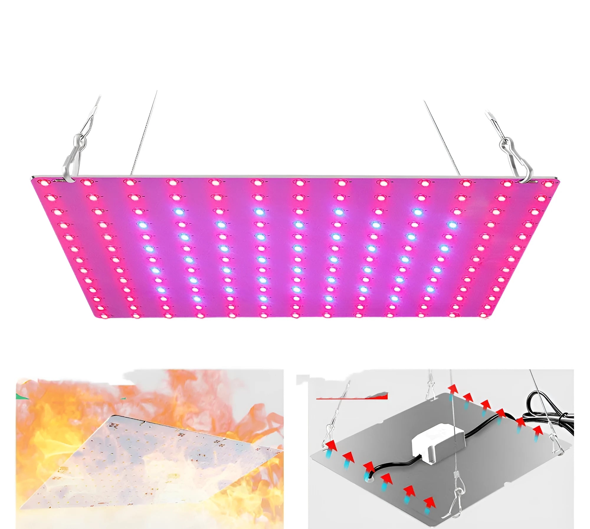 D-section aluminium LED grow light panel for indoor fruit and vegetable plants with UK plug