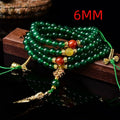 Handmade multi-circle bracelet with natural green agate beads from Brazil.