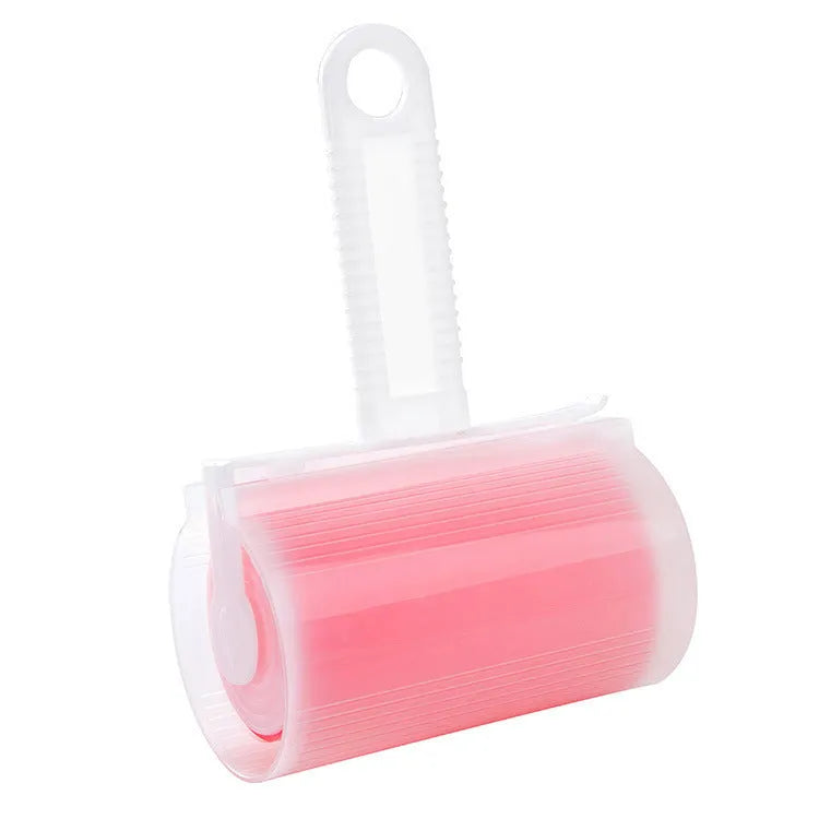 Washable lint roller in blue, green, pink, or yellow with cover, dimensions 17x10x4cm