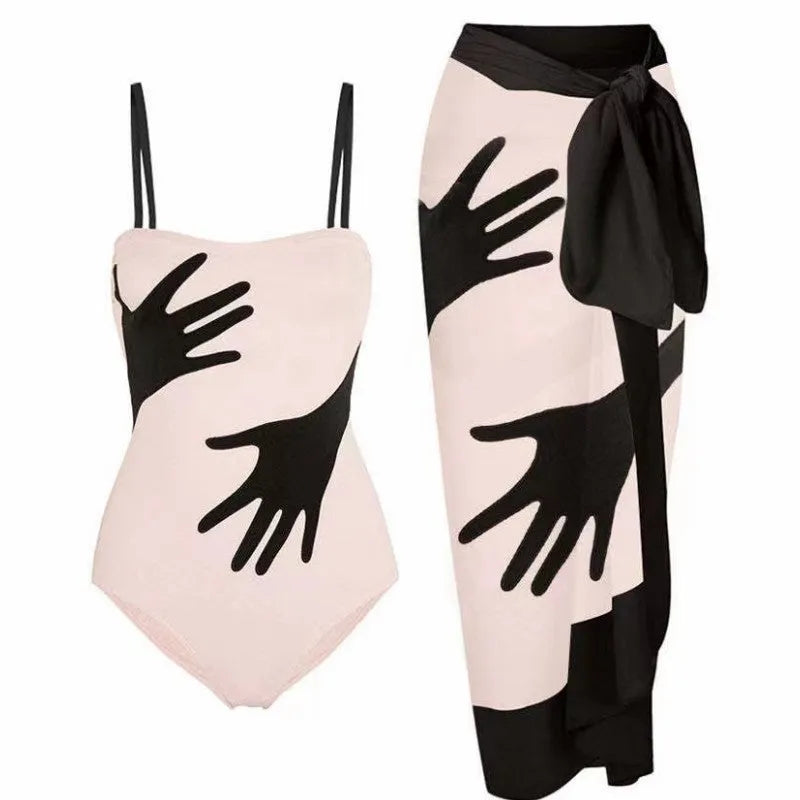 Women's one-piece bikini with detachable tulle skirt in polyester fabric, sizes S to XL