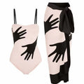 Women's one-piece bikini with detachable tulle skirt in polyester fabric, sizes S to XL