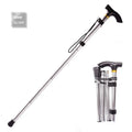 Aluminium alloy folding cane extended to 95cm with non-slip rubber tip, showing adjustable sections and folding mechanism