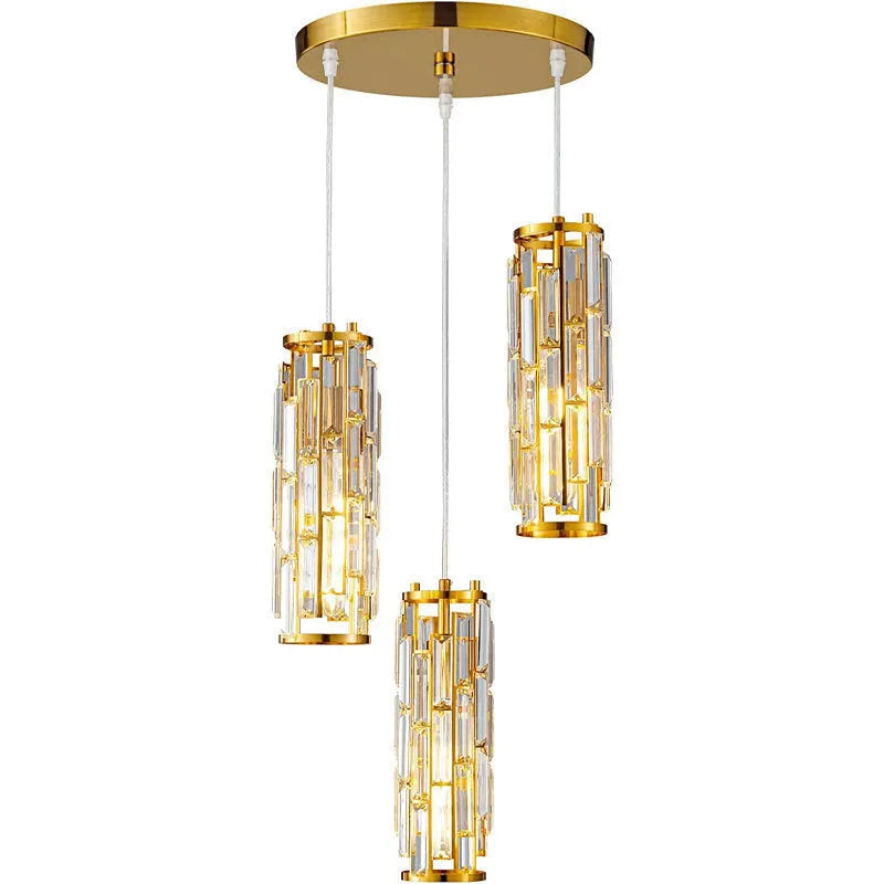 LED single head industrial style crystal droplight chandelier in black, gold, or chrome finish